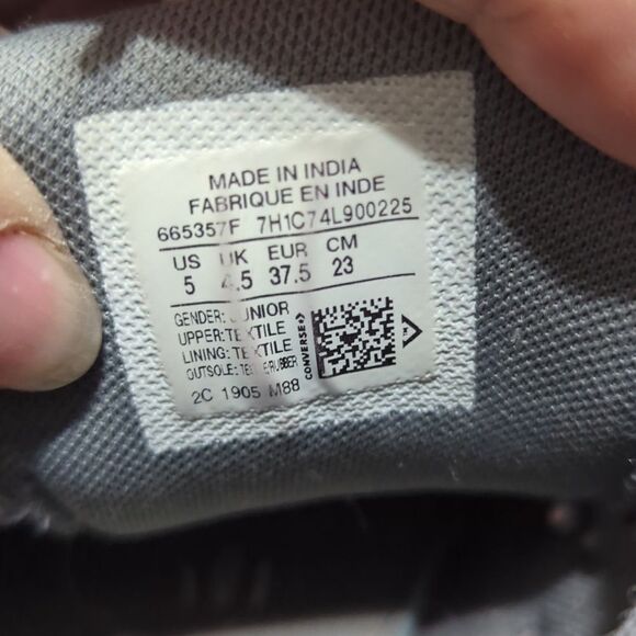 CONVERSE ALL STAR Chuck Taylor 665357F Gray Blue Sneakers Junior Size 5 - Picture 8 of 10